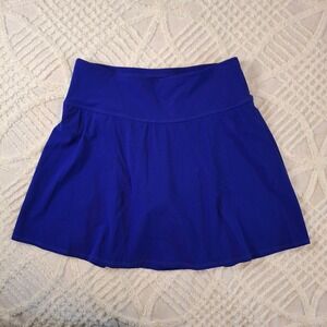 LL Bean Womens Royal Blue Swim Skirt UPF 50+ Built-in Brief Size 14